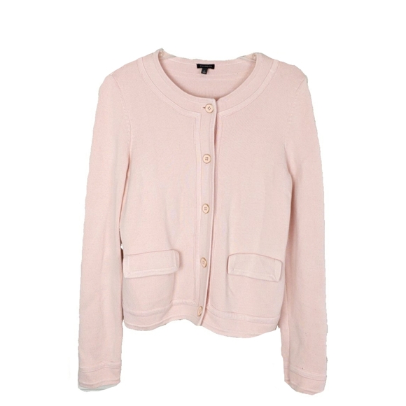 Talbots Sweaters - Talbots Womens M Blush Pink Collarless Cardigan